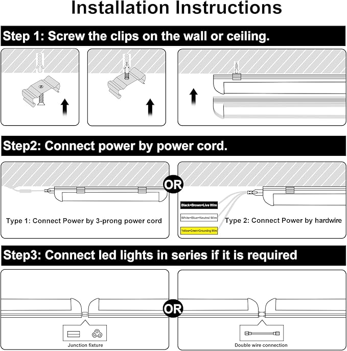 LED Shop Lights - 4FT 50W LED Light Fixture (10 Pack)