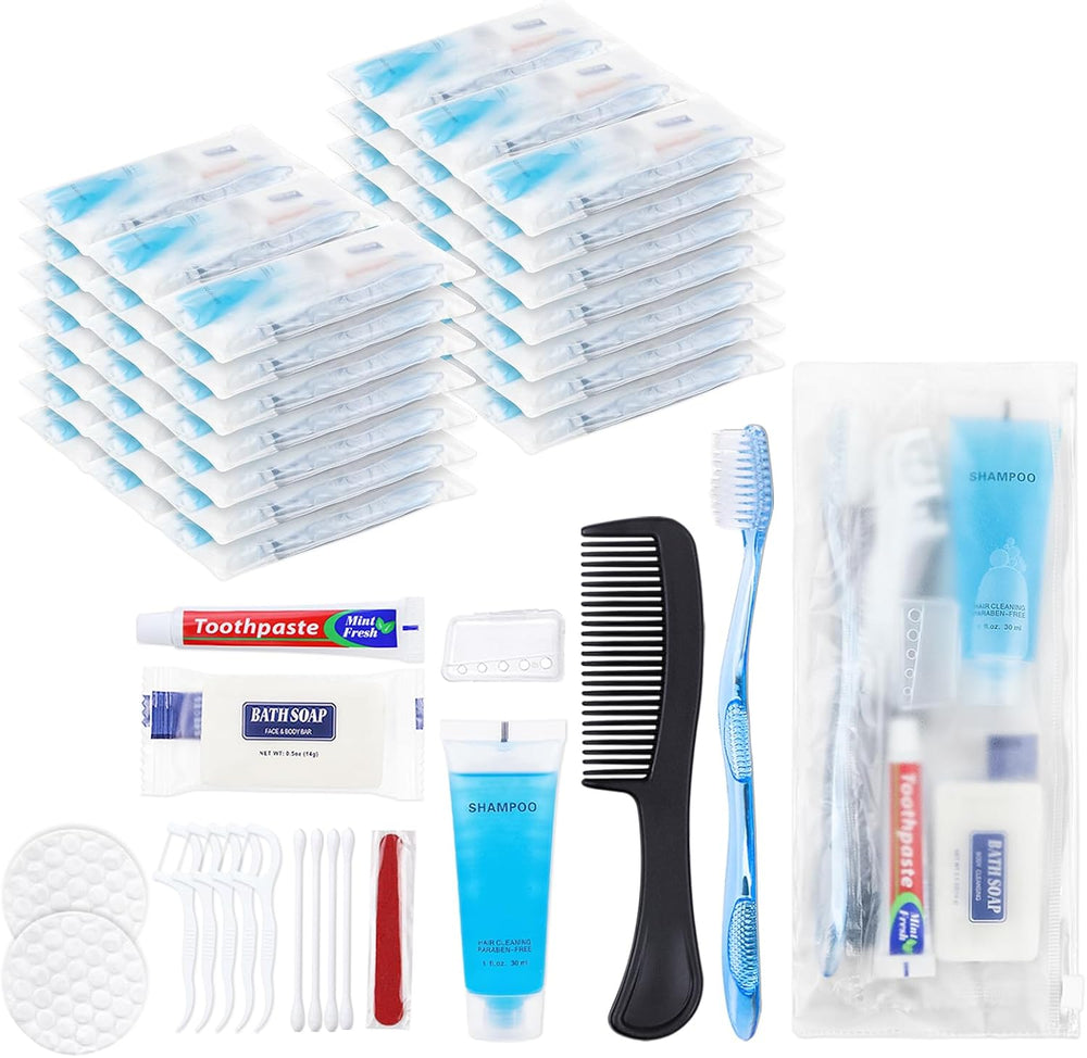50 Pack Basic Toiletry Kits, Individually Packed, Personal Hygiene Kit