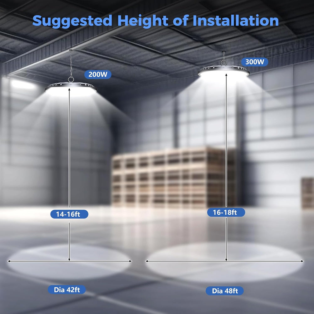 AIKVSXER 10 Pack LED Shop Lights, 300W 45000LM UFO LED High Bay Light
