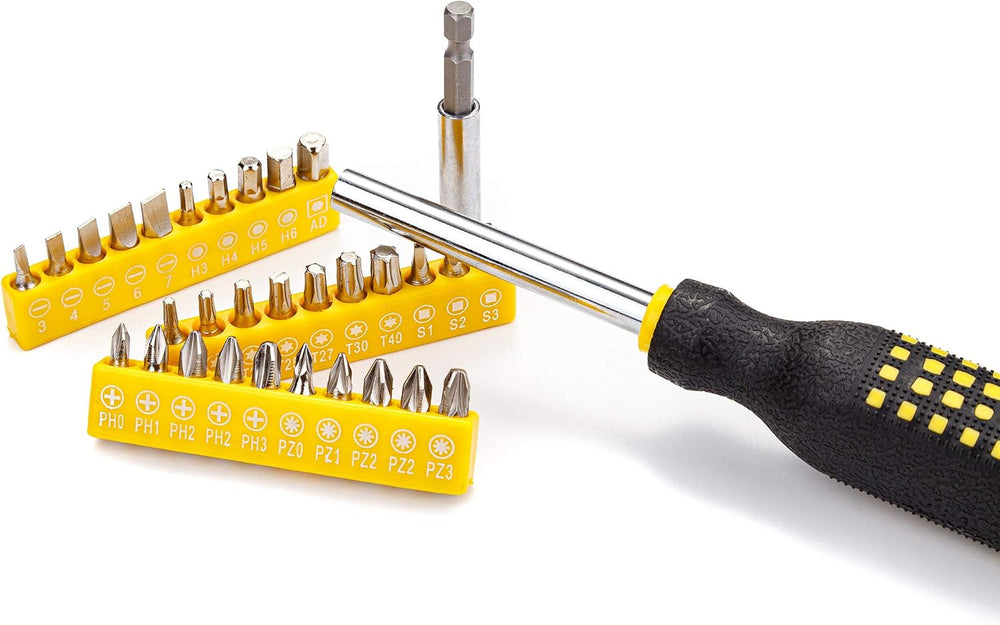 CARTMAN 218-Piece Household Tool Set, Yellow Home Repair Kit With Tool Case