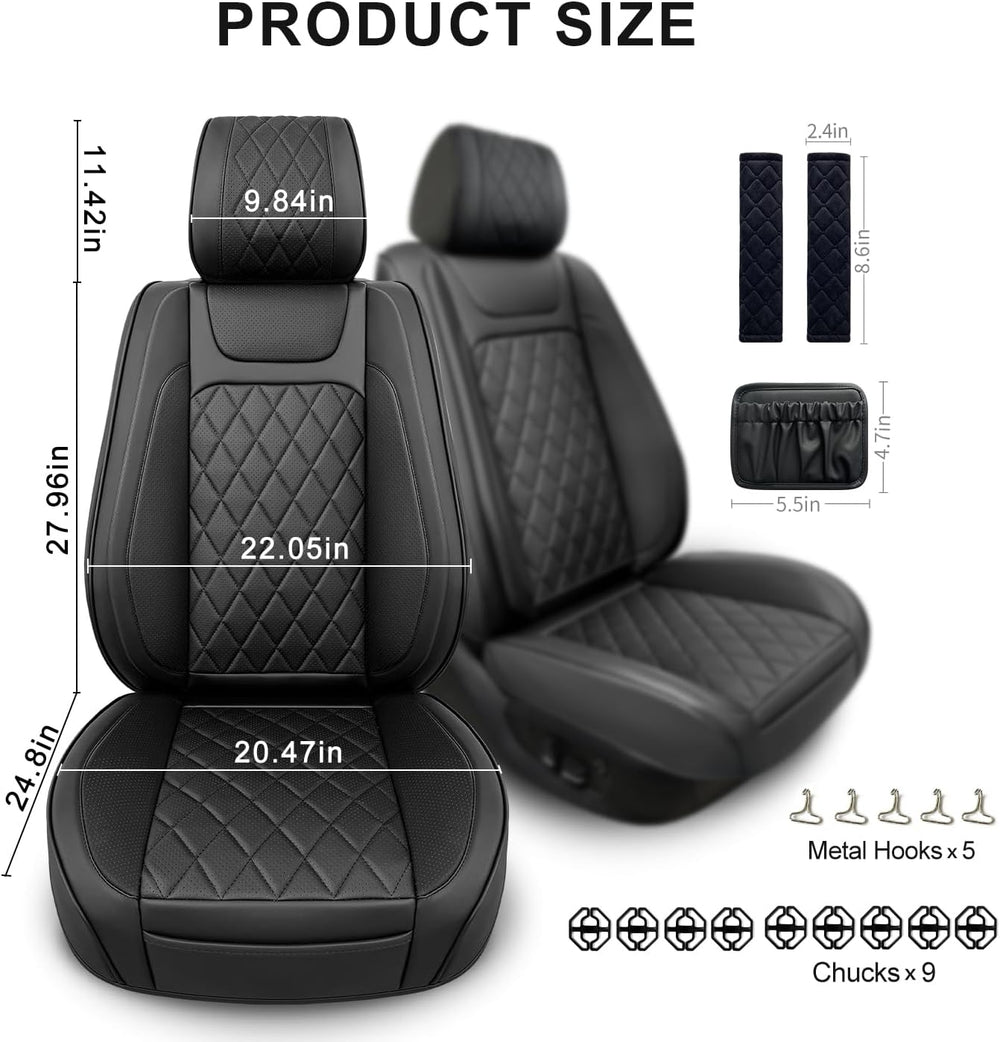 2 Pack Waterproof Full Surround Leather Car Seat Covers Full Set