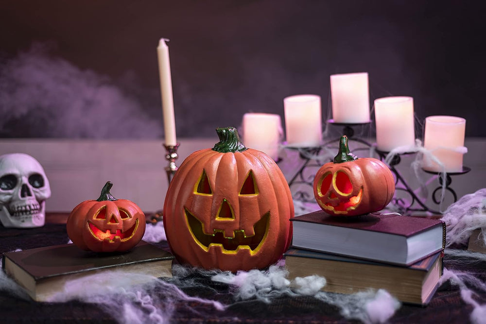 JOYIN 5 Pcs Light Up Halloween Pumpkin Decor Jack O Lantern Decorations Outdo...