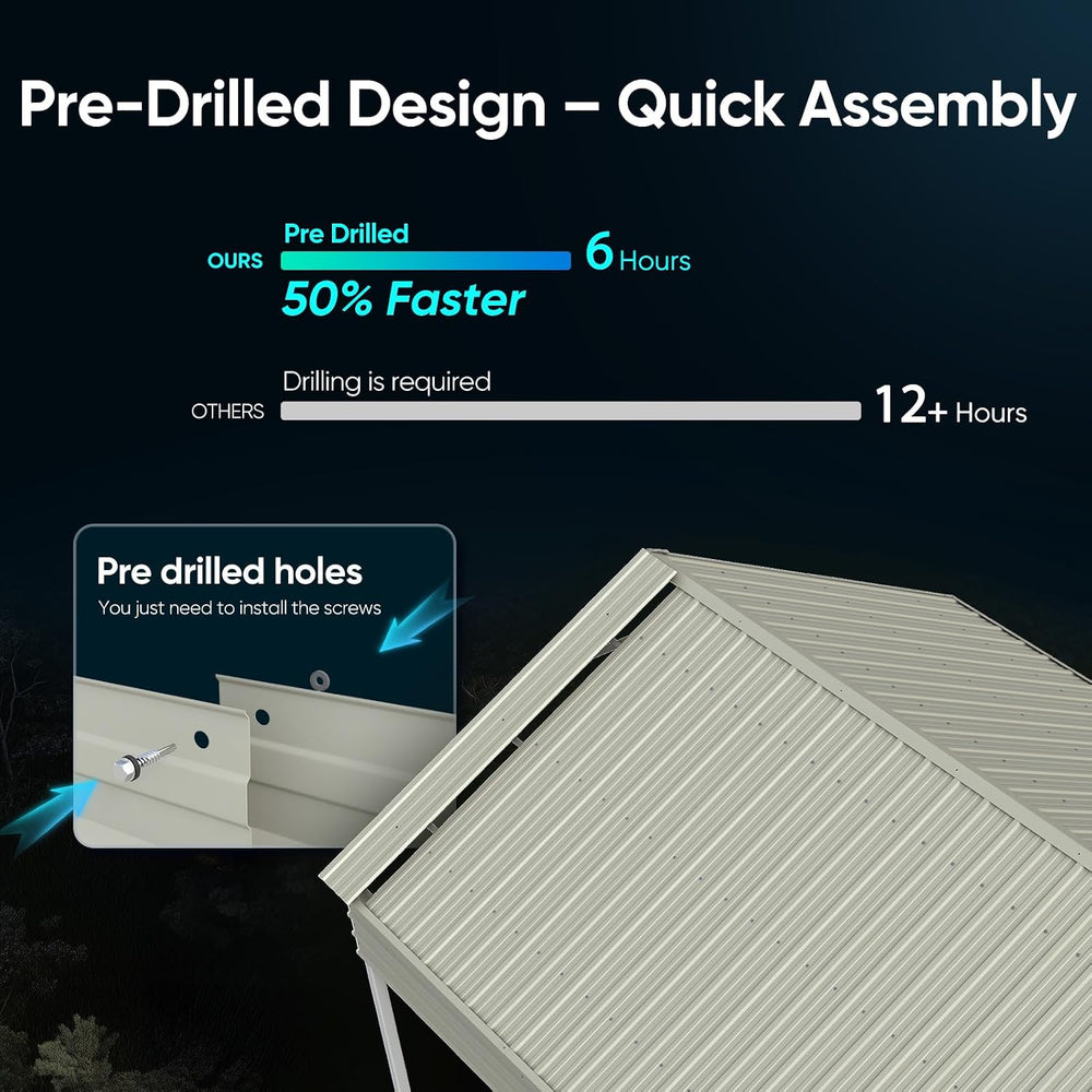 ADVANCE OUTDOOR 10x16 FT Heavy Duty Metal Carport with Vertical Roof, Pre-Dri...
