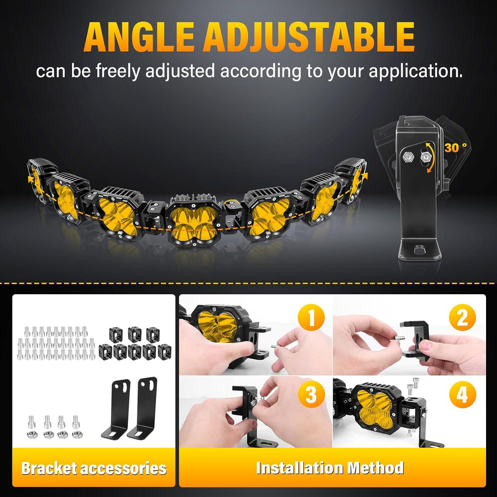 Willpower 46 inch 210W Yellow Straight Curved Adjustable & Linkable LED L...