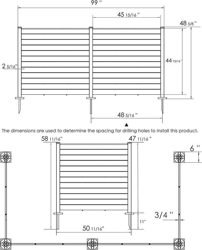 Kozyard 50" W x 48" H Outdoor Privacy Screens Aluminum Post, Air Co...
