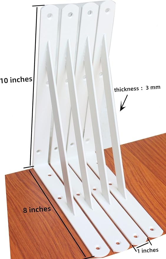 16 Pack L10 x H 8" White Heavy Duty Shelf Brackets