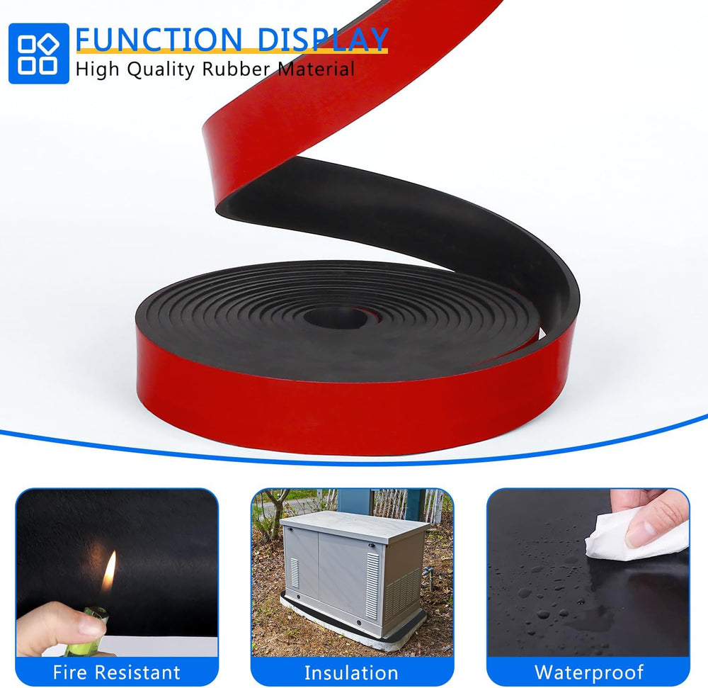 Adhesive Solid Rubber Strips, 5" Wide x 1/8" Thick x 120" Long...