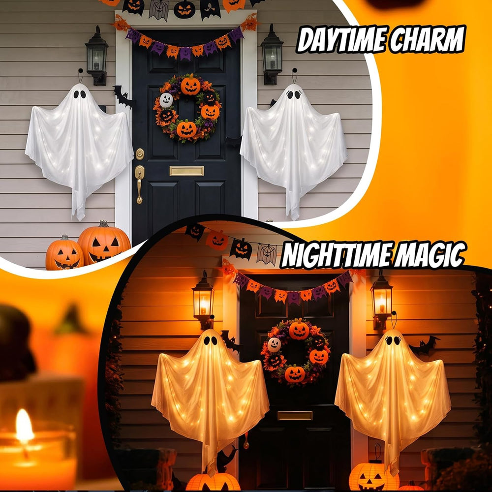 2 Pack 47.25" Light Up Hanging Ghost Halloween Decorations Outdoor Indoor