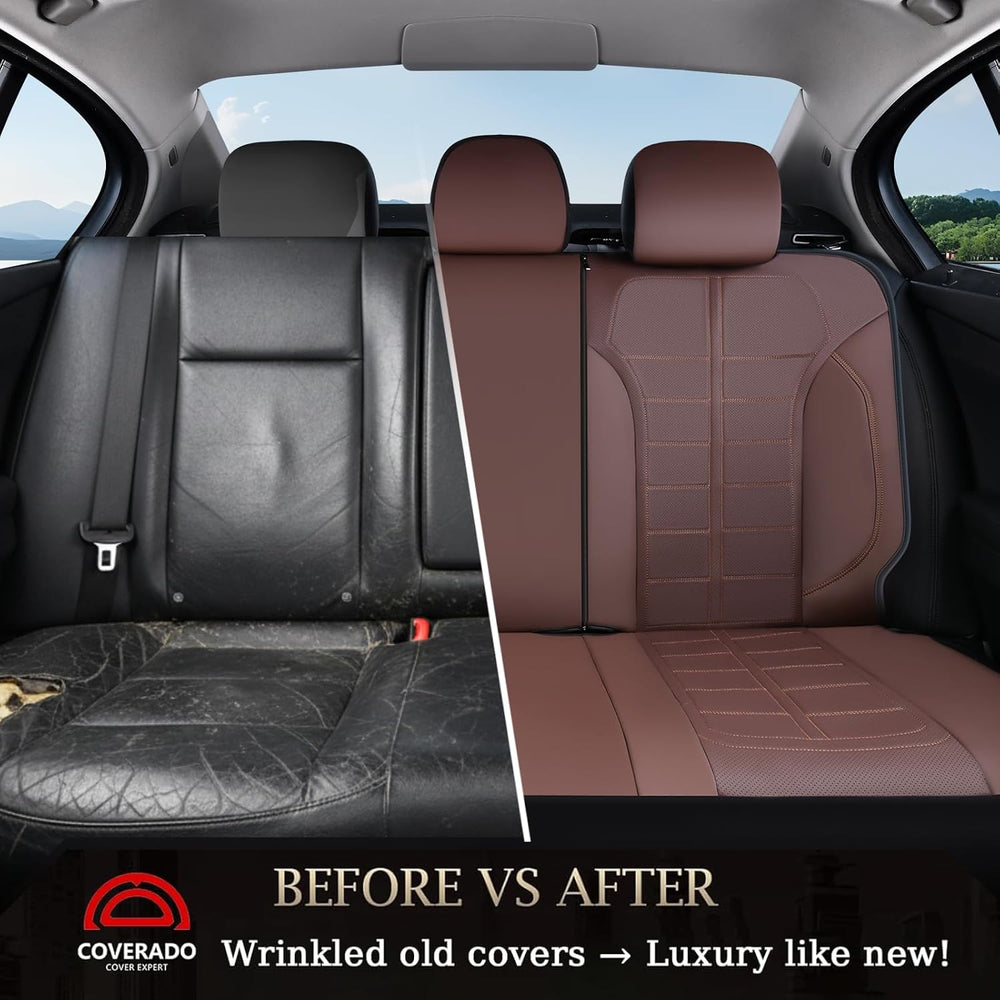 Coverado Full Set Leather Car Seat Covers, Crafted with Full Leather Construc...