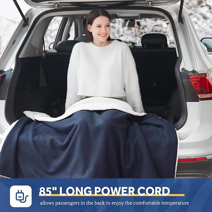 Sealy 12-Volt Heated Car Blanket, Portable Electric Blanket