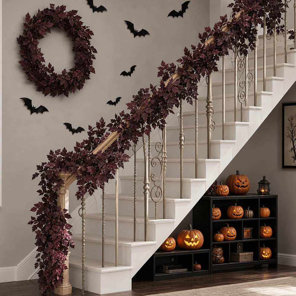 Mega-L Halloween Garland, 2 Pack Purple Grape Leaf Garland Halloween Decor