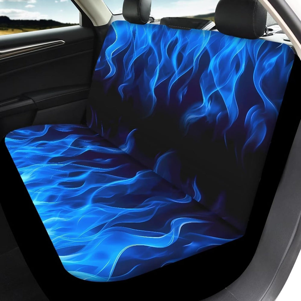 Car Seat Covers Full Set for Women Blue Fire Front Back Seat Protector Cover ...