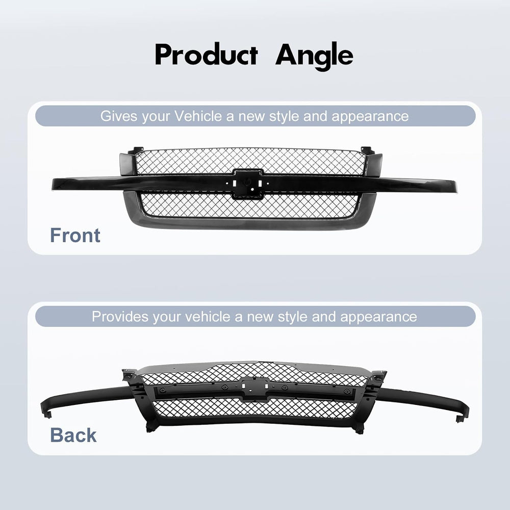 CarPartsDepot Front Grille Grill Black Center Bar With Gray Mesh Insert Compa...