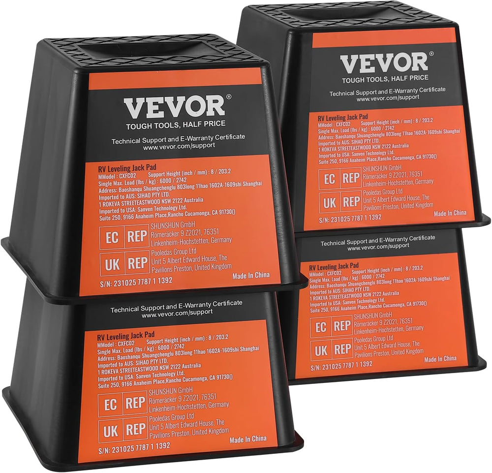 VEVOR Trailer Jack Block, 6000 lbs Capacity per RV Leveling Block, Polypropyl...
