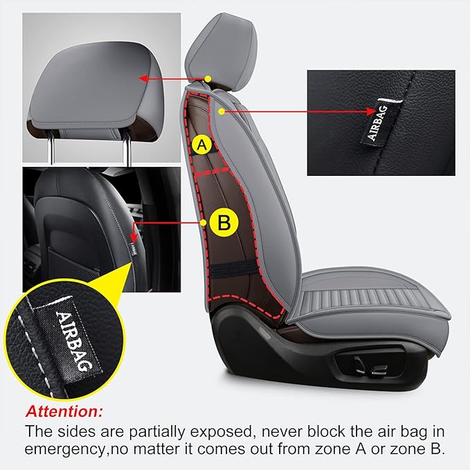 LINGVIDO Car Seat Covers, Breathable and Waterproof Faux Leather Automotive