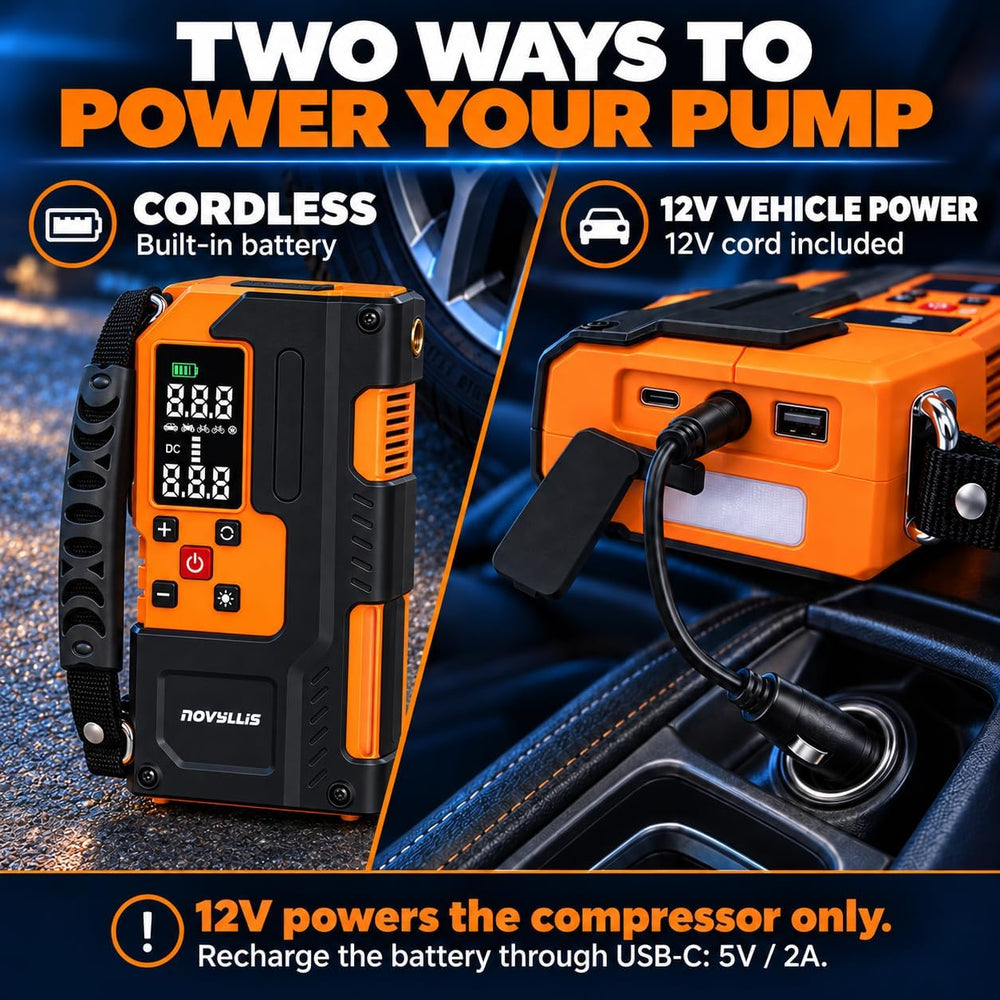 6000A 14.8V Car Battery Jump Starter with 150PSI Air Compressor