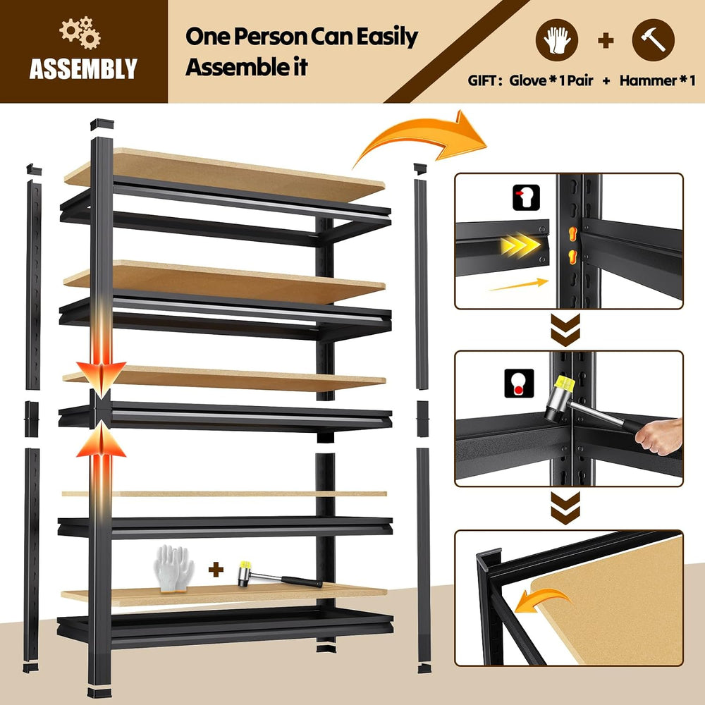 Storage Shelves 5 Tier Garage Shelving Adjustable Shelf 71"Hx31.5"W...