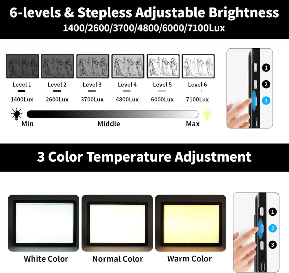 LEACUBER Rechargeable A4 Light Pad with Stand, Super Bright Magnetic Tracing ...