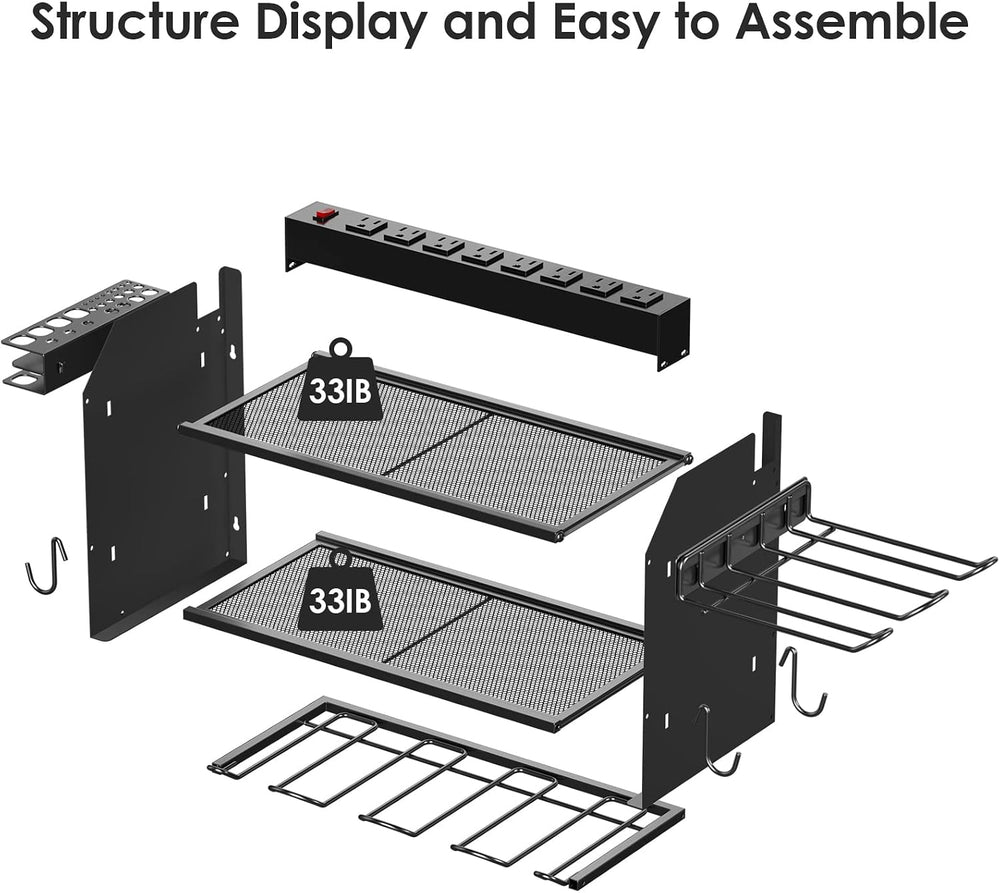 CCCEI Modular Power Tool Organizer Wall Mount Charging Station, Black 6 Drill...