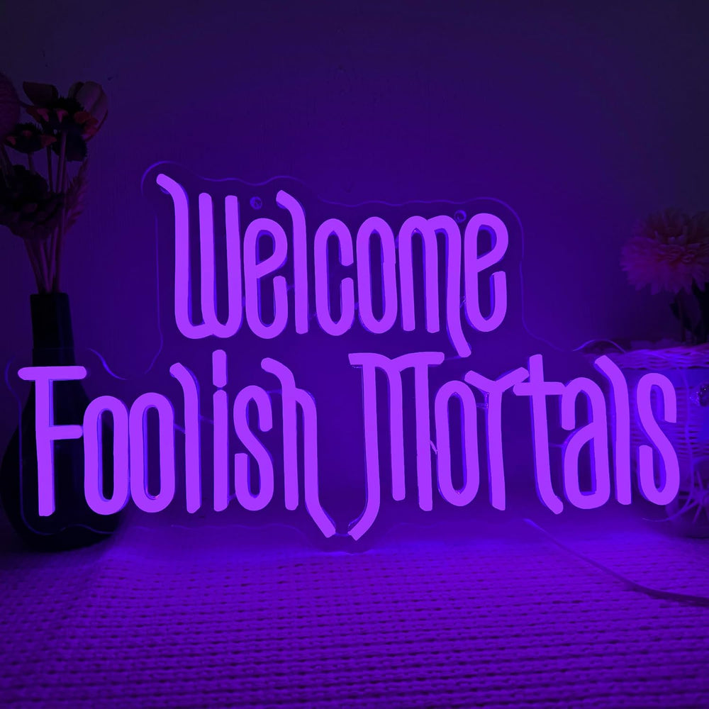 Welcome Foolish Mortals Neon Sign, Halloween Neon Light Spooky Gothic Haunted...