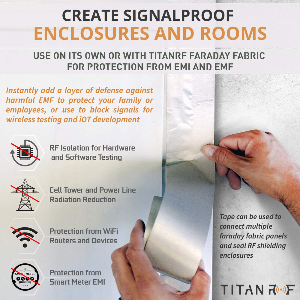 TitanRF Faraday Tape, Conductive Adhesive RF Shielding Roll, 6in x 10ft