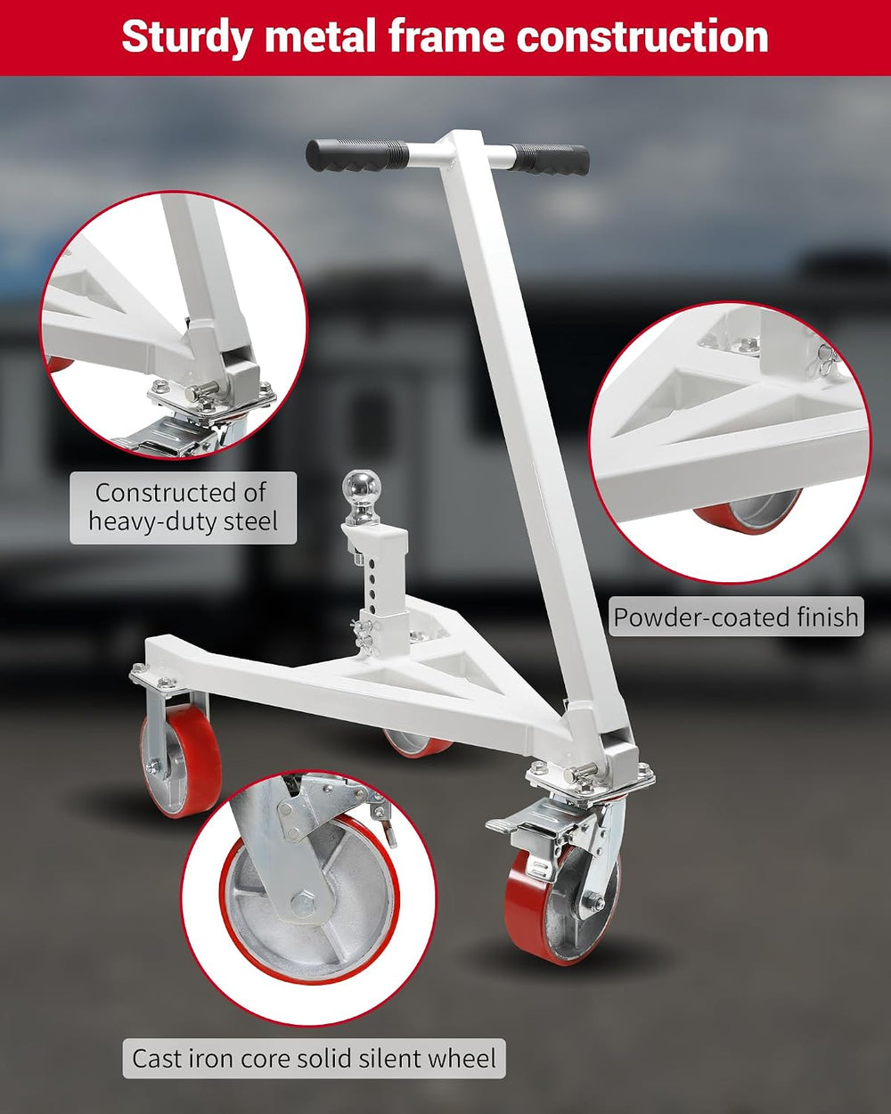 Trailer Dolly, 3500 lb Tongue Weight Trailer Mover with 2 inch Ball, Angle Ad...
