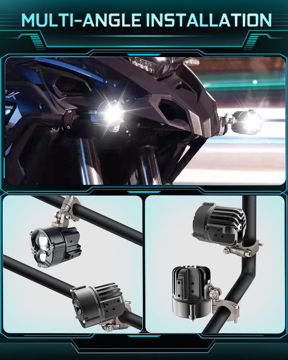 CO LIGHT 100W Motorcycle Fog Lights 3,0000 LM Amber White Strobe Pod - 5 Mode...