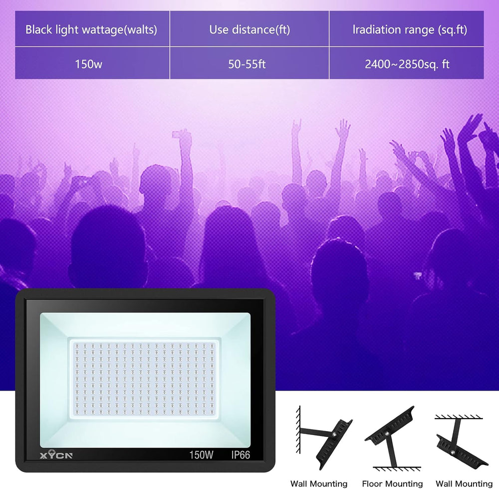 XYCN 4 Pack 150W LED Flood Black Lights,395nm to 405nm UV Outdoor Flood High ...