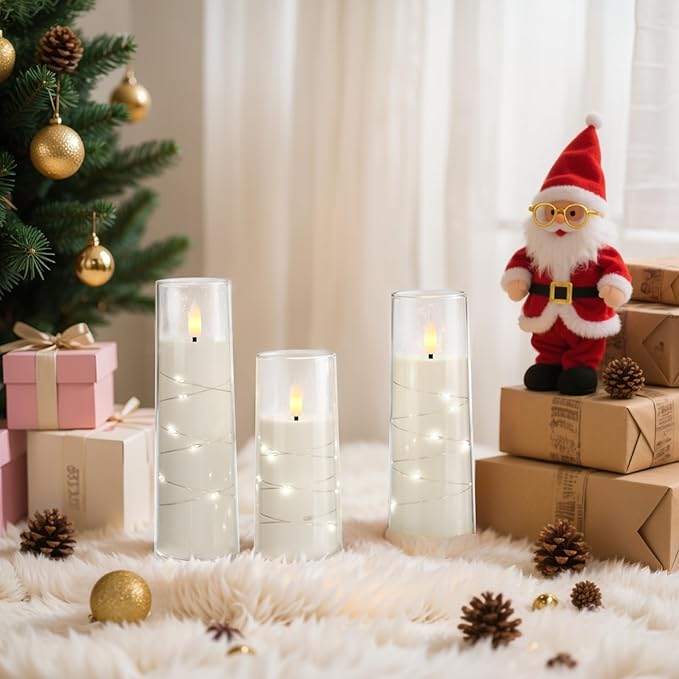 Raycare Flameless Candle with Remote Timer, 7 Flickering Acrylic Battery Oper...