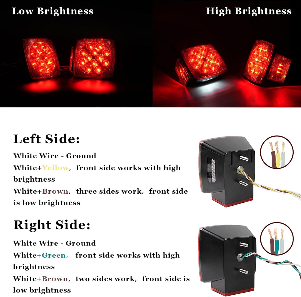 Cyfie LED Trailer Light Kit, Super Bright Submersible Brake Stop Turn Tail Li...