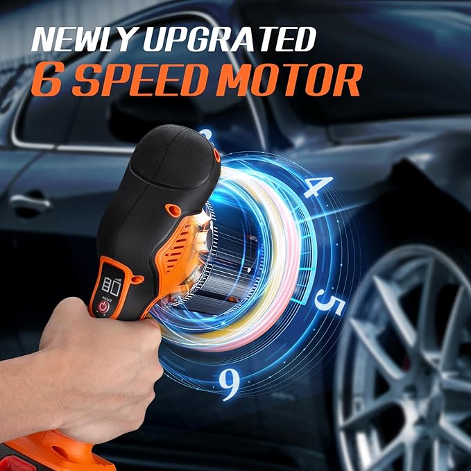 Cordless Car Buffer Polisher w/ 2x2000mAh 21V Batteries, 6 Inch Car buffer