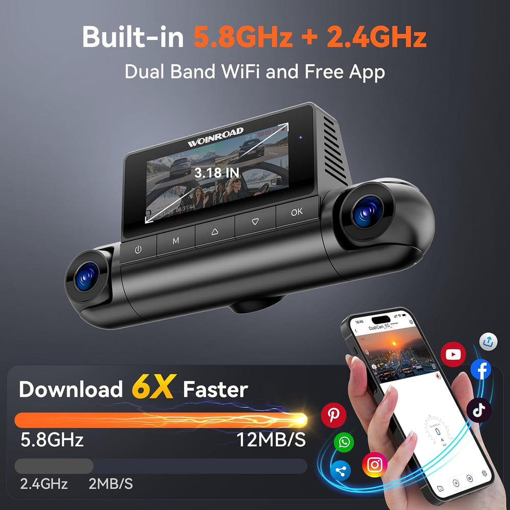 4K 360° Dash Cam, 4-Channel Front Rear Left Right, WiFi GPS 128GB
