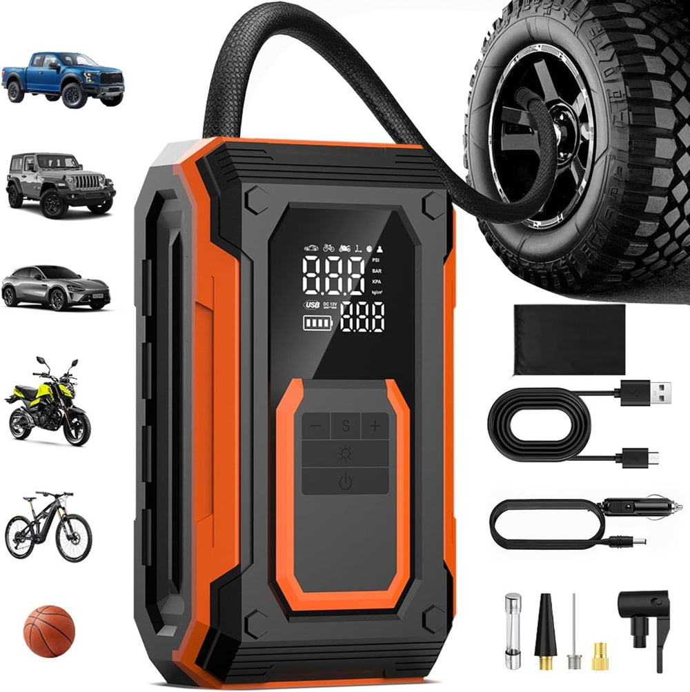 Cordless Tire Inflator Portable Air Compressor with Gauge for Car Tires
