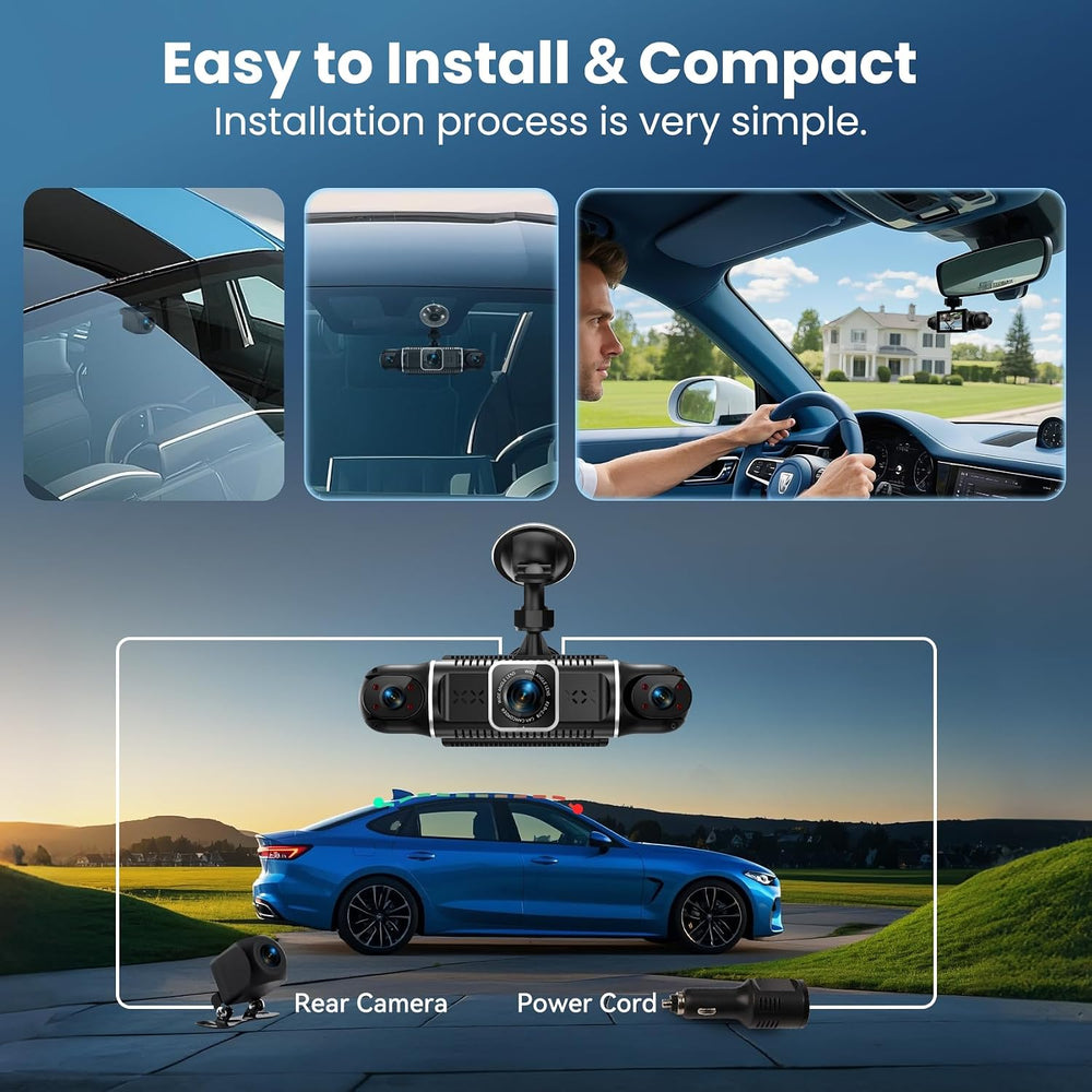 360°View 4 Channel Dash Cam, 4K+1080P Front and Rear Inside Left Right, Dash ...