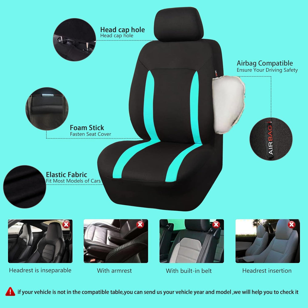 CAR-GRAND Car Seat Cover Full Set, Breathable Elastic Cloth Universal Fit Spo...