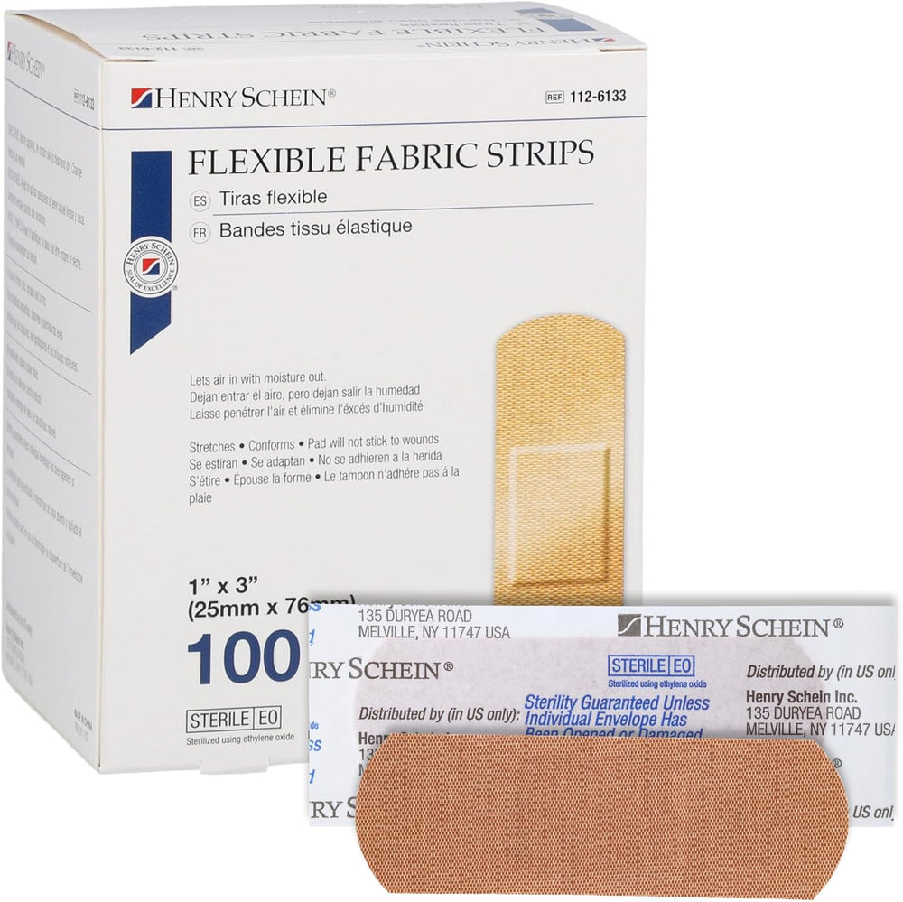 Henry Schein Fabric Adhesive Strip Bandages 1" x 3", Sterile, 5400 Ct
