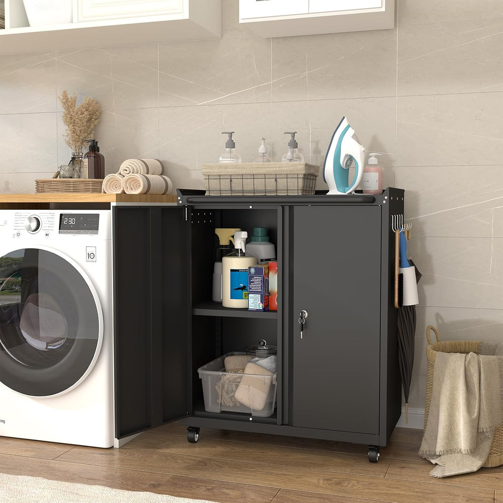 Metal Garage Storage Cabinet with Wheels, Lockable Rolling Tool Cabinet