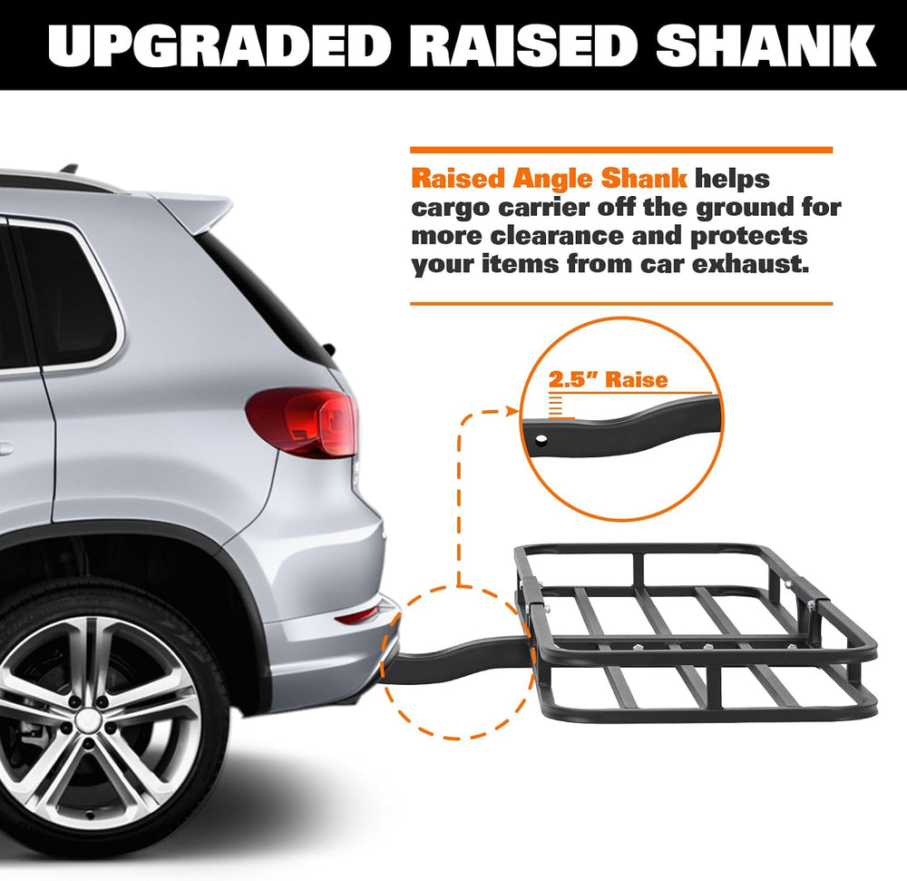 WEIZE 53" x 19" Hitch Mount Cargo Carrier Basket 500LB Capacity wit...