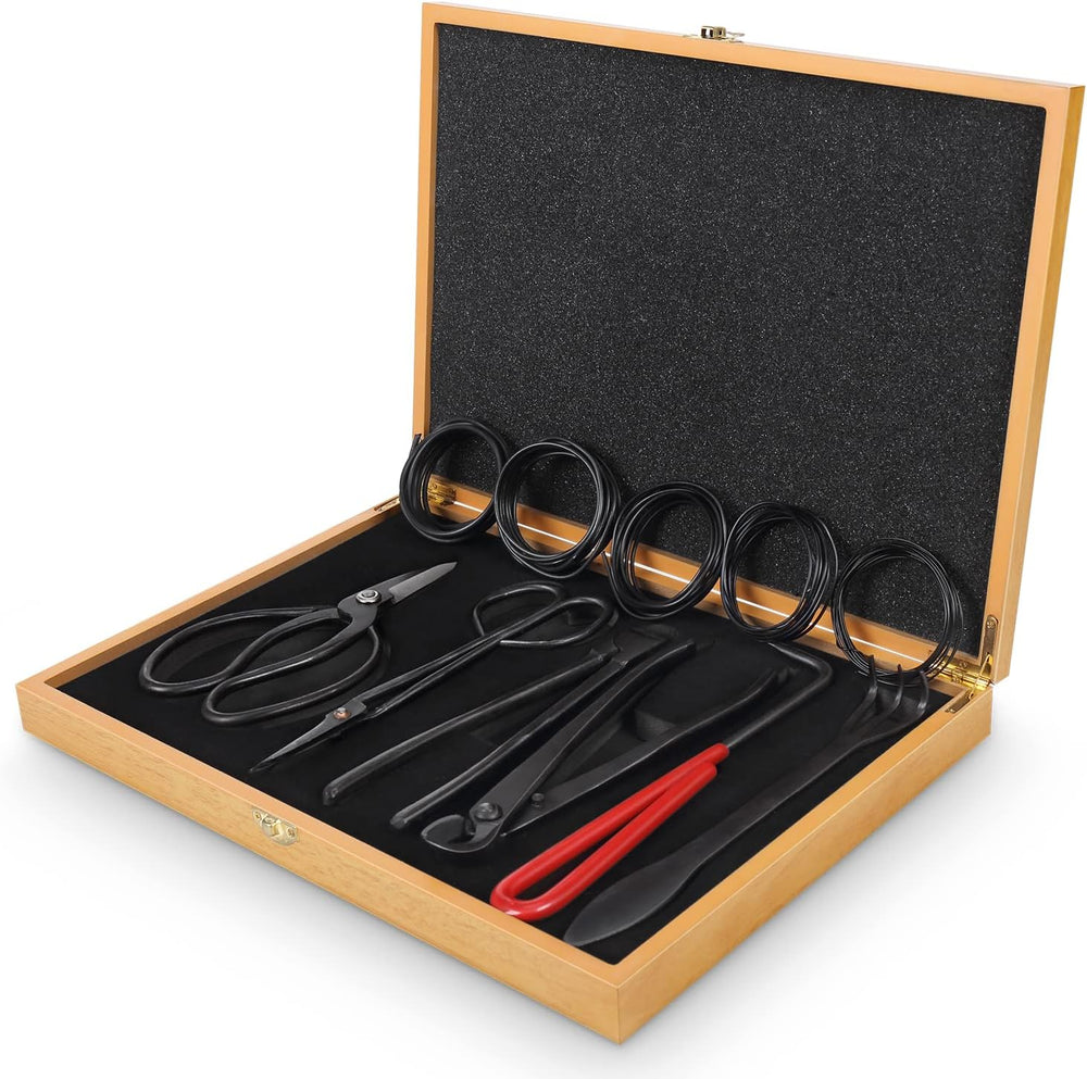 SOLIGT 12-Piece Bonsai Tools Set With Wood Box, Gift For Men Women