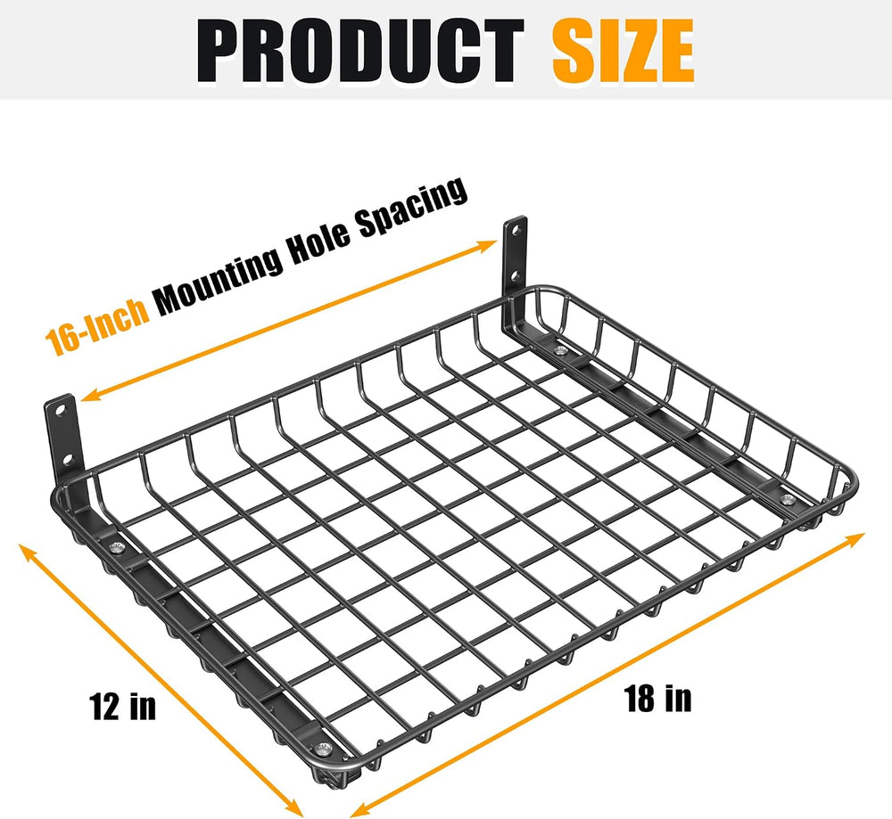 Ultrawall Wall Mounted Storage Shelves, Garage Metal Shelves 18x12 Inch