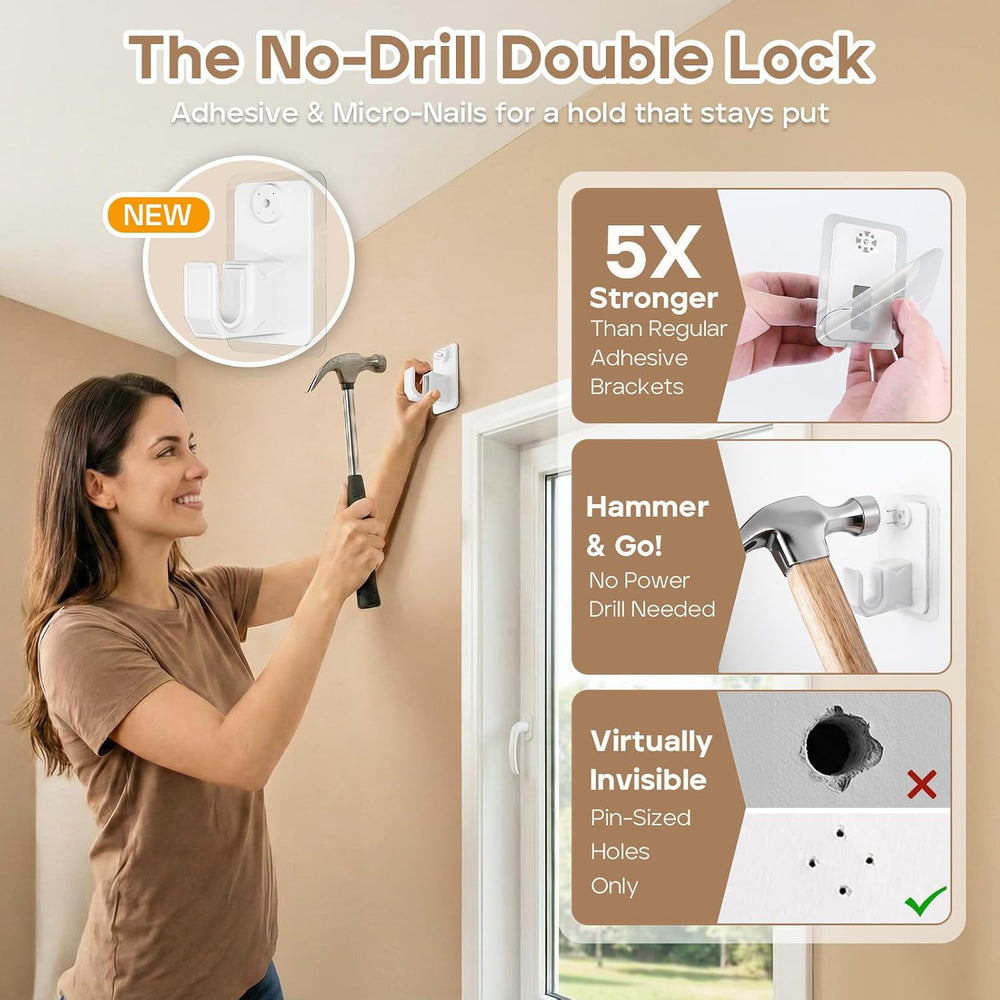 No-Drill Curtain Rod with Adhesive & Pin-Nail Mount System - Renter Frien...