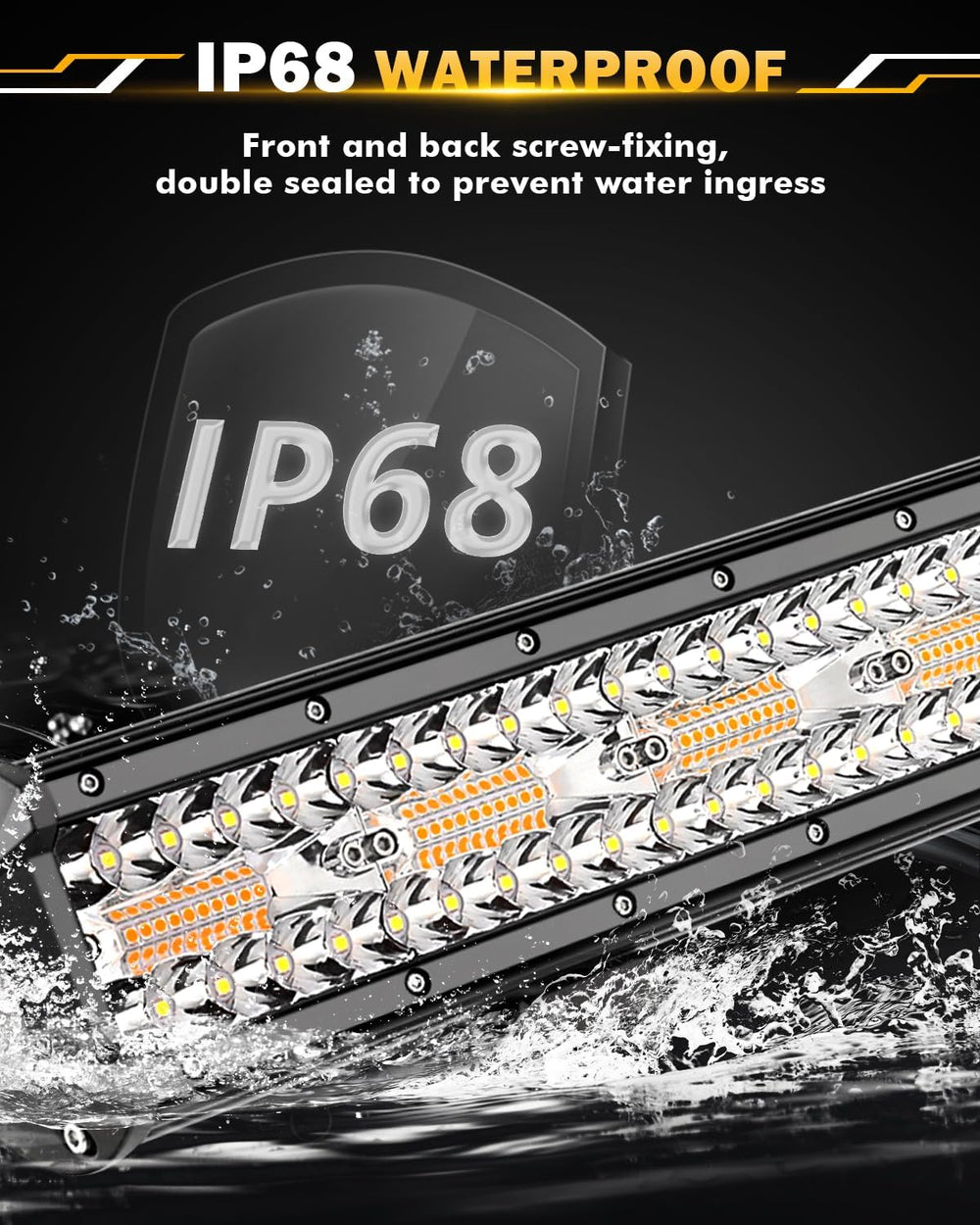 Auxbeam LED Light Bar 20 Inch 420W 6 Modes Strobe Amber White Offroad Light
