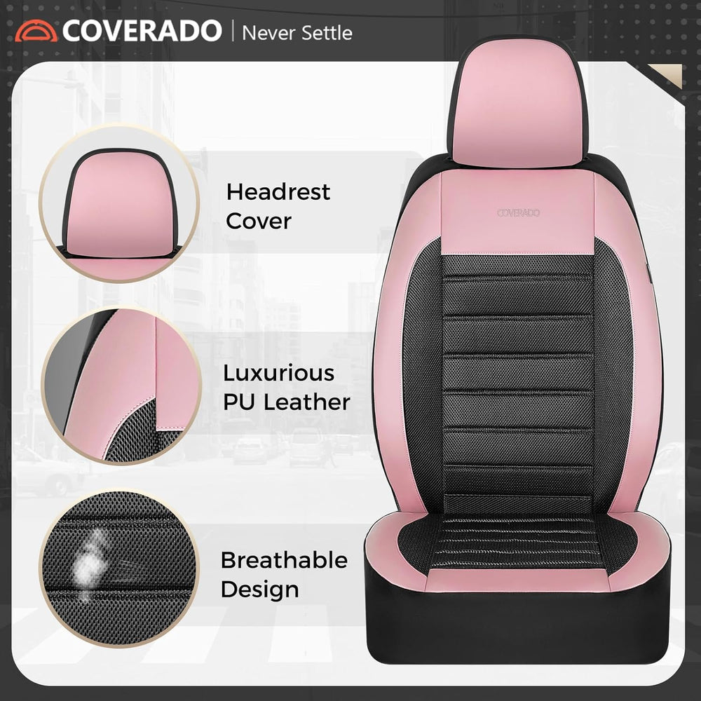 Coverado Car Seat Covers Full Set, Luxury Leather Car Seat Covers, Automotive...