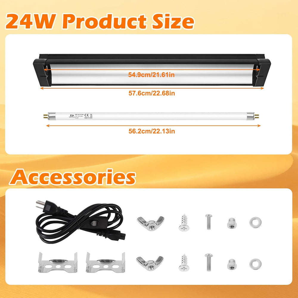T5 UVB Reptile Light Fixture Combo Kit 24W 10.0 – Complete HO UVB Light for R...