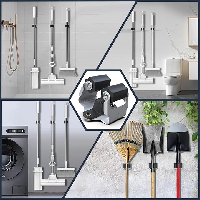 3-H Mop and Broom Holder Wall Mount 25 Pack, Broom Hanger Wall Mount