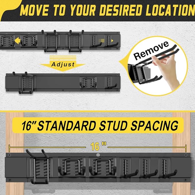 64'' Garage Tool Organizer Wall Mount, Garage Hooks Heavy Duty, Shove...