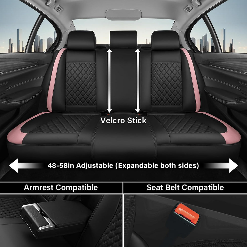 Coverado Car Seat Cover, Luxury Diamond-Pattern Leather Seat Covers Full Set,...