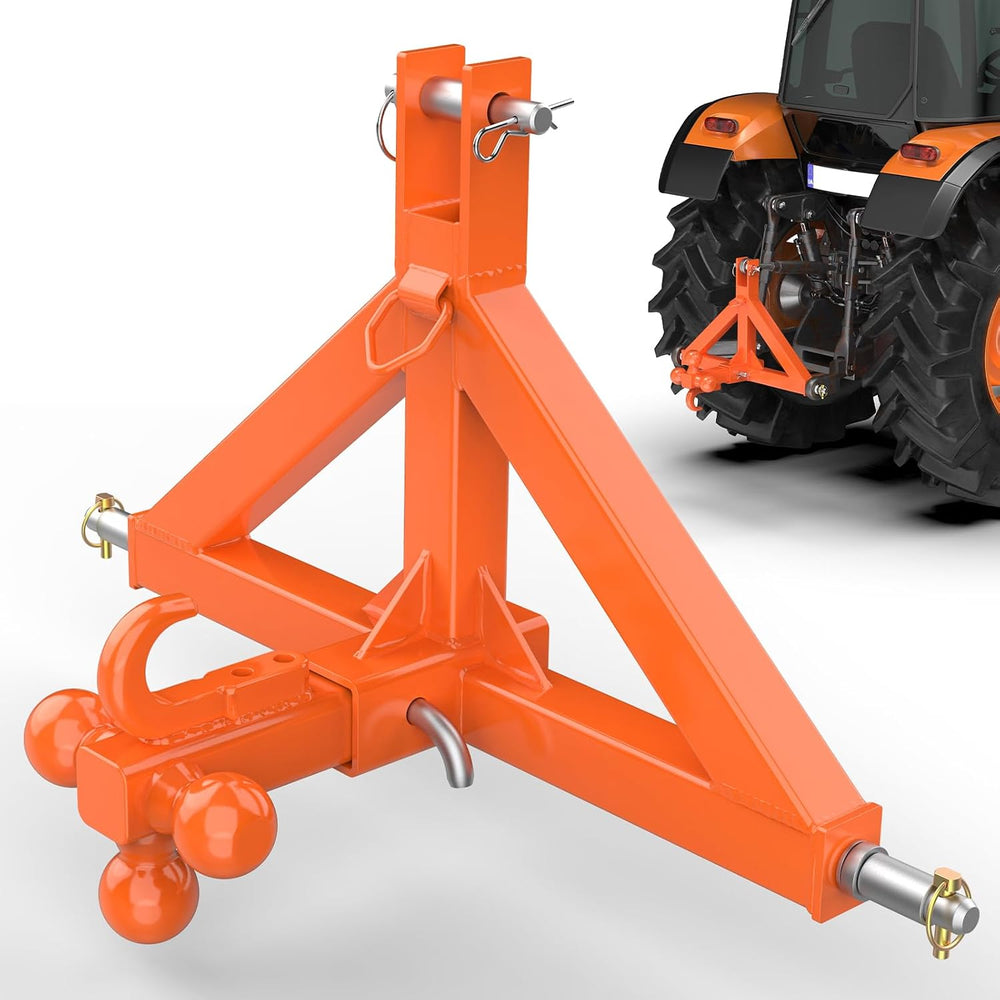 3 Point 2" Trailer Hitch Receiver and Towing Ball Hitch with Hook for Cat.1