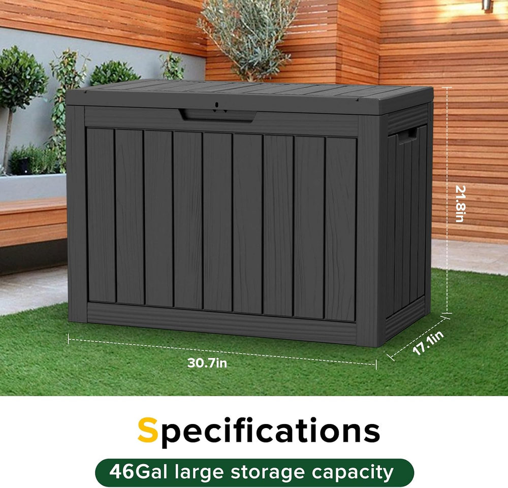 46 Gallon Outdoor Deck Box, Lockable Waterproof Outdoor Storage Boxes For Gar...