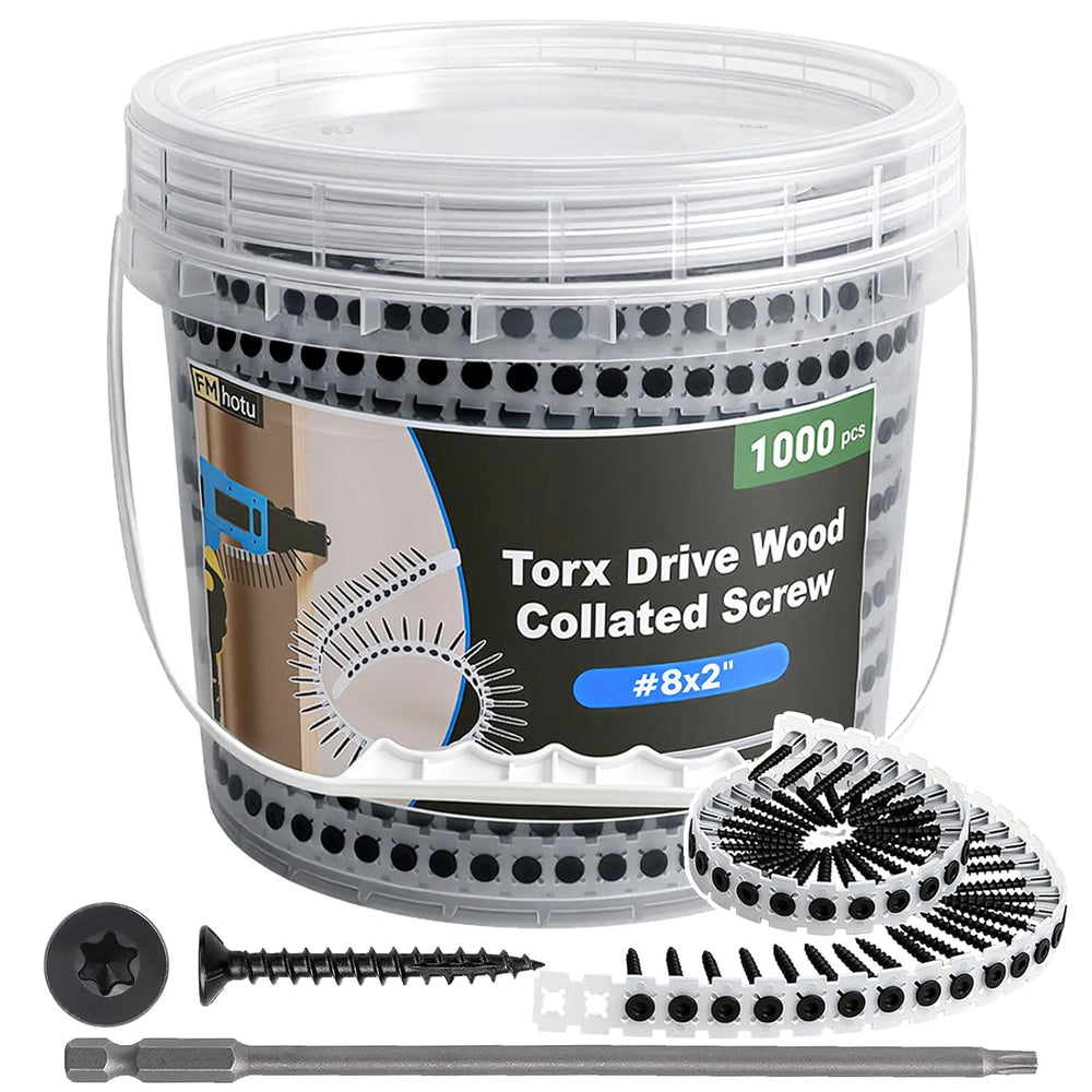 #8x2 Collated Drywall Screws, 1000PCS Wood Screws with Torx Drive